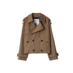 Burberry Men Cropped Gabardine Trench Jacket Clay brown 81128491