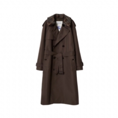 Burberry Men Long Check Collar Silk Cotton Trench Coat Shade brown 81143201