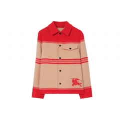 Burberry Men Striped Wool Nylon Jacket Crayon red 81177851