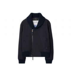 Burberry Men Wool Blend Bomber Jacket Navy 81126241