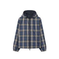 Burberry Men Reversible Check Hooded Jacket Pilot blue 81188231
