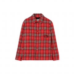 Burberry Men Check Quilted Wool Flannel Jacket Crayon red 81177841