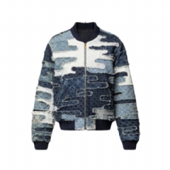 Louis Vuitton Men Patchwork Denim Bomber Jacket 1AILMV