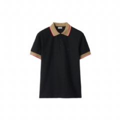Burberry Men Logo Collar Cotton Polo Shirt Black 81109341