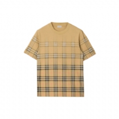 Burberry Men Gradient Check Cotton T-shirt Sand beige 81190221