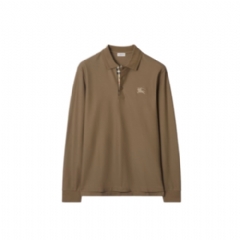 Burberry Men Long-sleeve Cotton Polo Shirt Clay brown 81169841