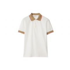 Burberry Men Logo Collar Cotton Polo Shirt Chalk white 81100961