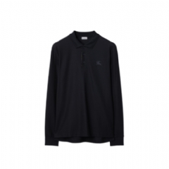 Burberry Men Long-sleeve Cotton Polo Shirt Coal blue 80987991