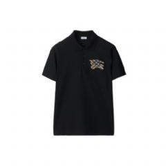 Burberry Men EKD Check Cotton Polo Shirt Black 81161201