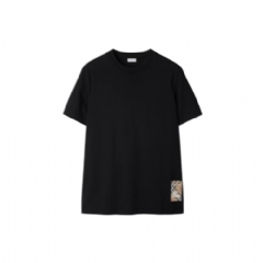 Burberry Men Check Label Cotton T-shirt Black 81048891