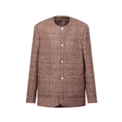 Louis Vuitton Men Collarless Tweed Jacket 1AILYB