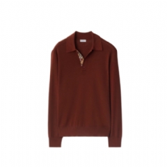Burberry Men Long-sleeve Wool Polo Shirt Box red 81121451