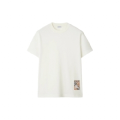 Burberry Men Check Label Cotton T-shirt Chalk white 81022541