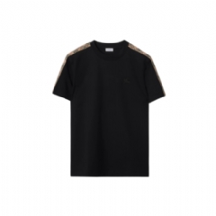 Burberry Men Check Trim Cotton T-shirt Black 81062481