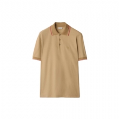 Burberry Men Logo Collar Cotton Polo Shirt Flax beige 81100931
