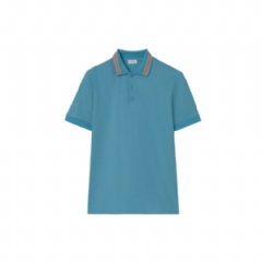 Burberry Men Cotton Polo Shirt Peacock turquoise 81209421