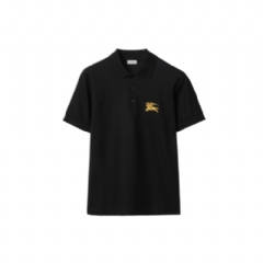 Burberry Men Metallic EKD Cotton Polo Shirt Black 81190081