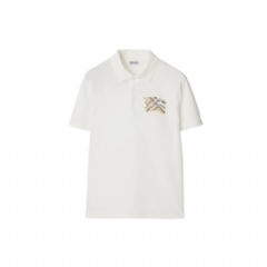 Burberry Men EKD Check Cotton Polo Shirt Chalk white 81161181