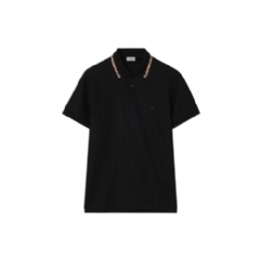 Burberry Men Check Trim Cotton Polo Shirt Black 81269491