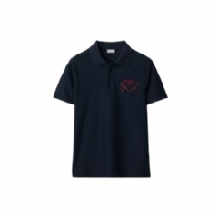 Burberry Men EKD Check Cotton Polo Shirt Navy 81161211