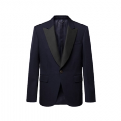Louis Vuitton Men Navy Single-Breasted Tuxedo Jacket 1AIHX8