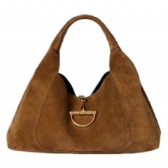 Gucci Women Gucci Softbit maxi shoulder bag brown suede ‎837466 AAFLB 2118
