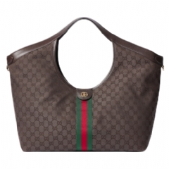 Gucci Women Gucci Giglio large tote bag dark brown GG canvas 853971 FAF3Y 2155