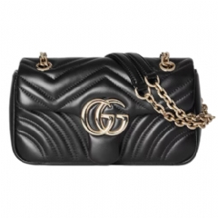 Gucci Women GG Marmont small shoulder bag black leather ‎837280 AAE38 1000