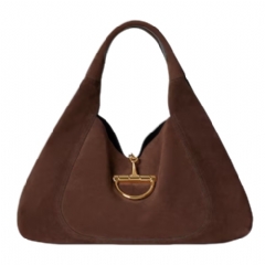 Gucci Women Gucci Softbit maxi shoulder bag dark brown suede 837466 AAFLB 2019