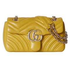 Gucci Women GG Marmont small shoulder bag mustard yellow leather 837280 AAE38 7316