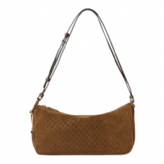 Gucci Women Gucci Half Horsebit medium shoulder bag brown GG suede ‎860787 AAEE7 2118