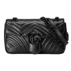 Gucci Women GG Marmont medium shoulder bag black leather 443497 DTDFV 1000