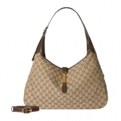 Gucci Women Gucci Jackie 1961 large crossbody bag sand and brown GG canvas 863279 FAFV2 9651