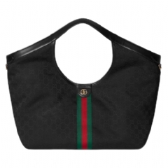 Gucci Women Gucci Giglio large tote bag black GG canvas ‎853971 FAFWA 1053