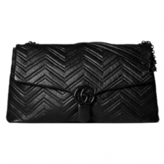 Gucci Women GG Marmont maxi shoulder bag black leather 850653 AAFS1 1000