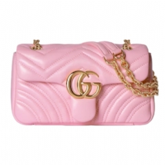 Gucci Women GG Marmont small shoulder bag light pink leather 837280 AAGII 5825