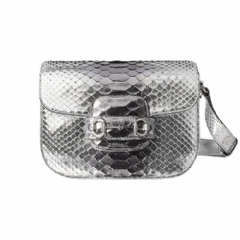 Gucci Women Gucci Horsebit 1955 Aura python mini shoulder bag metallic silver and grey 847064 EABDB 8705