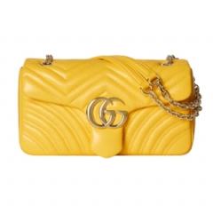 Gucci Women GG Marmont medium shoulder bag yellow leather 837267 AAGII 7140