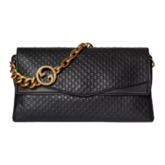 Gucci Women Large shoulder bag with chain black GG leather 857362 AAF1I 1000