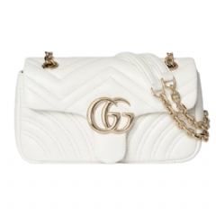 Gucci Women GG Marmont small shoulder bag white leather 837280 AAE38 9050
