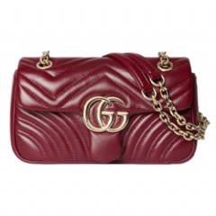 Gucci Women GG Marmont small shoulder bag Rosso Ancora red leather 837280 AAE38 6207