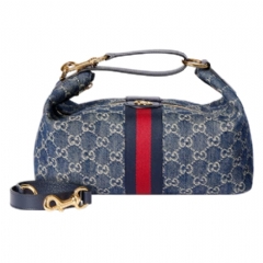 Gucci Women Gucci Vanity medium top handle bag blue and white GG denim ‎857799 2ACFA 4444