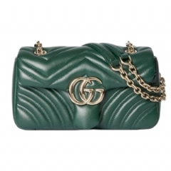 Gucci Women GG Marmont small shoulder bag green leather 837280 AAE38 3020
