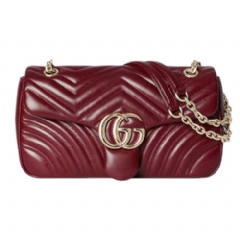 Gucci Women GG Marmont medium shoulder bag Rosso Ancora red leather 837267 AAE38 6207