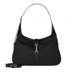 Gucci Women Gucci Jackie 1961 medium shoulder bag black GG canvas ‎863136 FAFV4 1000 