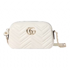 Gucci Women GG Marmont small camera bag white leather 855273 AAFXD 9050