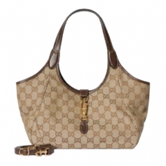 Gucci Women Mercato small tote bag sand and brown GG canvas ‎866646 FAFV2 9651