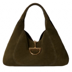 Gucci Women Gucci Softbit maxi shoulder bag forest green suede 837466 AAFLB 3037