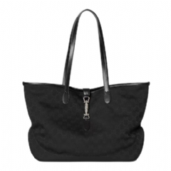 Gucci Women Gucci Jackie medium tote bag black GG canvas ‎867015 FAFV4 1000