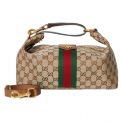 Gucci Women Gucci Vanity medium top handle bag beige and brown GG canvas 857799 FAFUF 9870